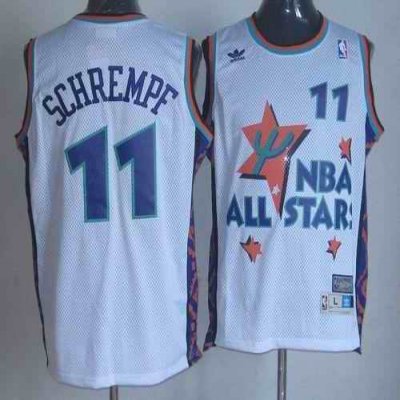 Thunder #11 Detlef Schrempf White 1995 All Star Throwback Stitched NBA Jersey