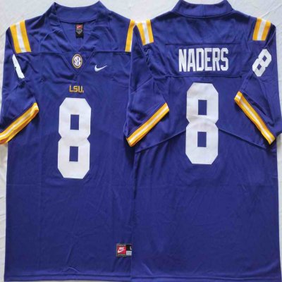 Men's LSU Tigers #8 Malik Nabers Purple Stitched Jersey