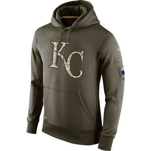 Men's Kansas City Royals Nike Olive Salute To Service KO Performance Hoodie