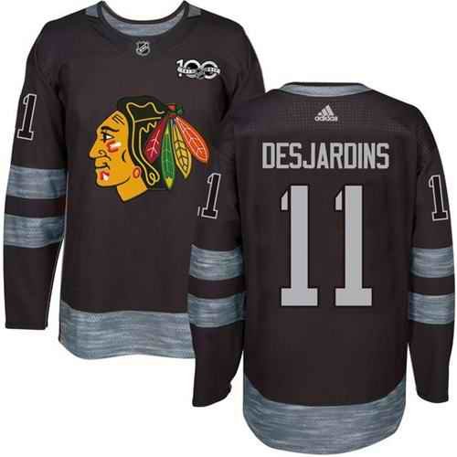 Blackhawks #11 Andrew Desjardins Black 1917-2017 100th Anniversary Stitched NHL Jersey