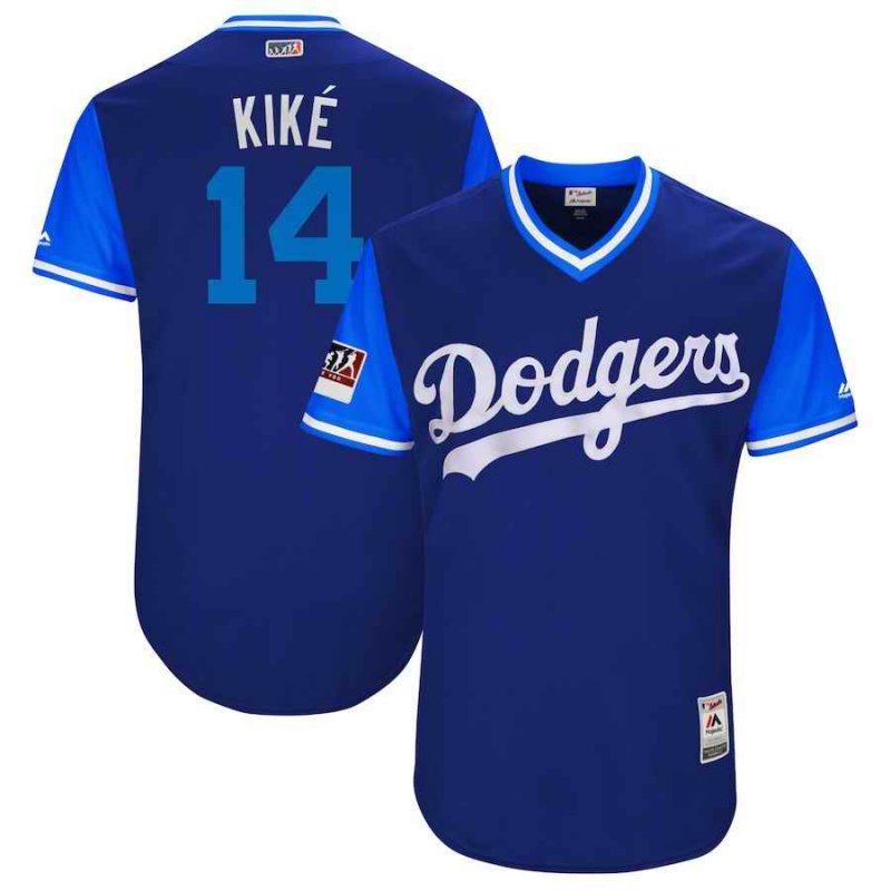 Men's Los Angeles Dodgers #14 Enrique Hernandez Kik' Majestic Royal/Light Blue 2018 Players' Weekend Stitched MLB Jersey