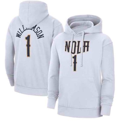 Men's New Orleans Pelicans #1 Zion Williamson White Pullover Hoodie