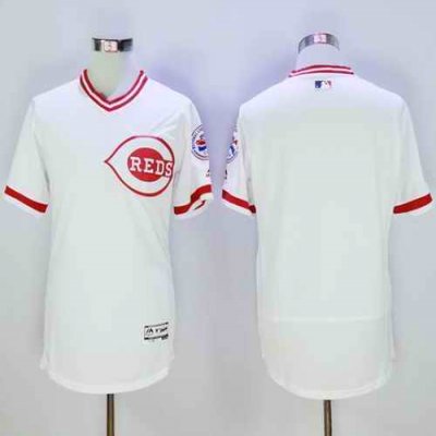 Reds Blank White Flexbase Authentic Collection Cooperstown Stitched MLB Jersey