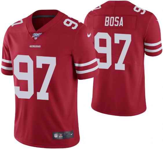 Men's San Francisco 49ers #97 Nick Bosa Red 2019 100th season Vapor Untouchable Limited Stitched NFL Jersey