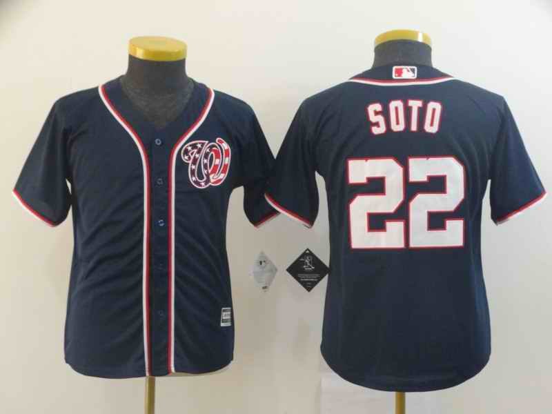 Youth Washington Nationals  #22 Juan Soto Navy Cool Base Stitched MLB Jersey