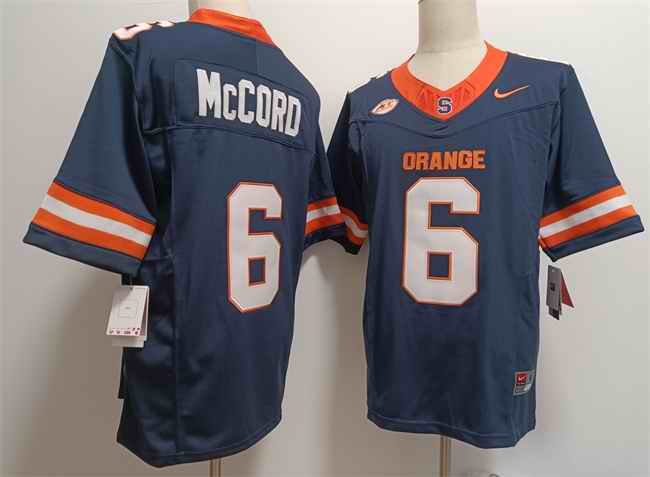 Men's Syracuse Orange #6 Kyle McCord Navy F.U.S.E. Stitched Basketball Jersey