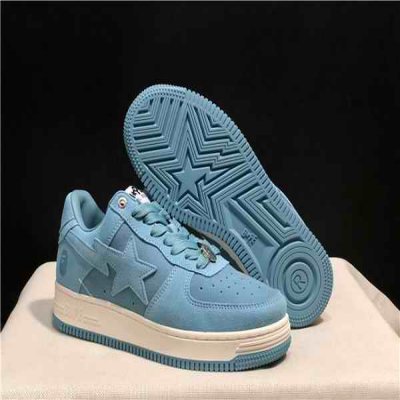 Women's Bape Sta Low Top Leather Blue Shoes 0018