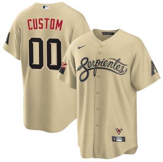 Men's Arizona Diamondbacks Customized 2021 Gold City Connect Cool Base Stitched Jersey