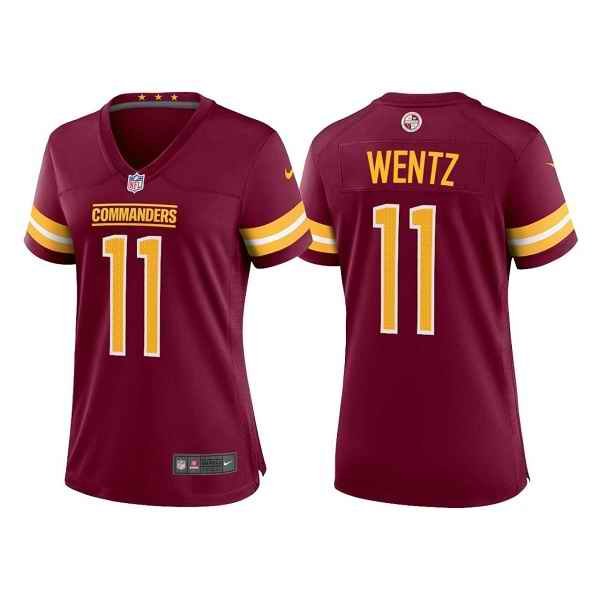 Women's Washington Commanders #11 Carson Wentz 2022 Burgundy Game Stitched Jersey(Run Small)