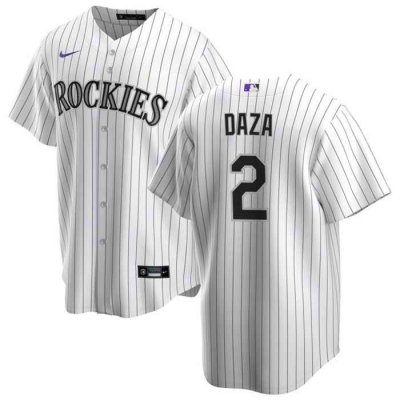 Men's Colorado Rockies #2 Yonathan Daza White Stitched Baseball Jersey