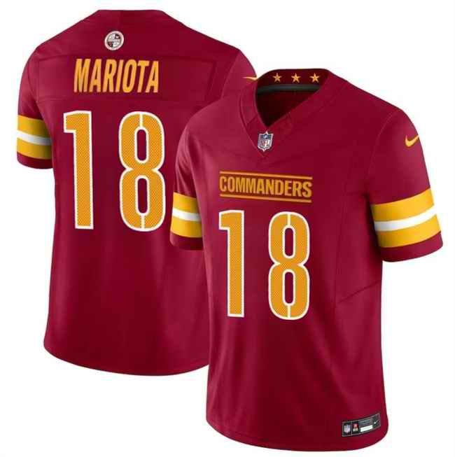 Men's Washington Commanders #18 Marcus Mariota Burgundy 2024 F.U.S.E Vapor Limited Stitched Football Jersey