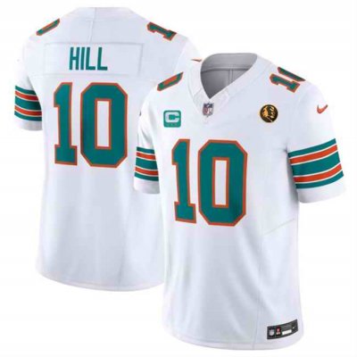 Men's Miami Dolphins #10 Tyreek Hill White 2023 F.U.S.E. Alternate With John Madden Patch And 3-Star C Patch Vapor Limited Stitched Football Jersey