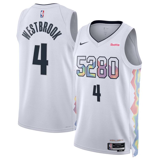 Men's Denver Nuggets #4 Russell Westbrook White 2024/25 City Edition Stitched Basketball Jersey