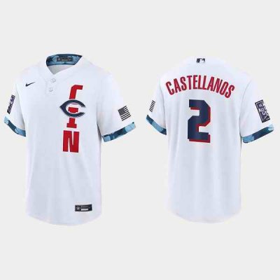 Men's Cincinnati Reds #2 Nick Castellanos 2021 White All-Star Cool Base Stitched MLB Jersey