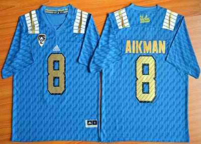 Bruins #8 Troy Aikman Blue PAC-12 Patch Stitched NCAA Jersey