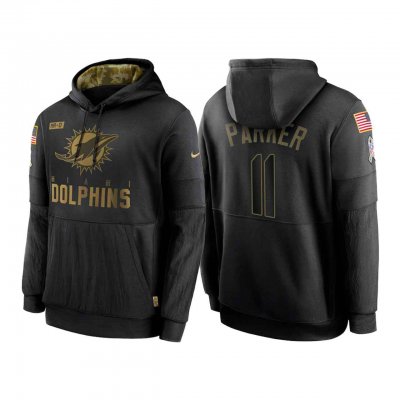 Men's Miami Dolphins #11 DeVante Parker 2020 Black Salute to Service Sideline Performance Pullover Hoodie