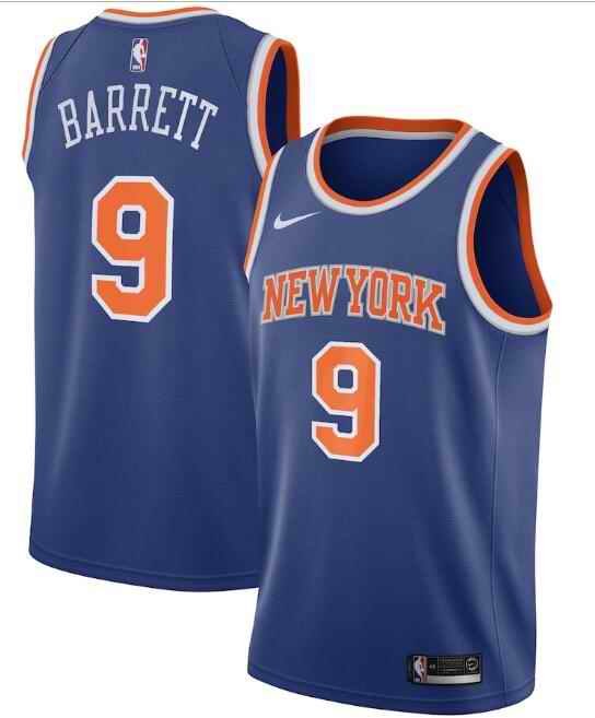 New Yok Knicks #9 R.J. Barrett Blue Icon Edition Stitched Swingman Jersey