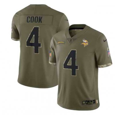 Men's Minnesota Vikings #4 Dalvin Cook Olive 2022 Salute To Service Limited Stitched Jersey