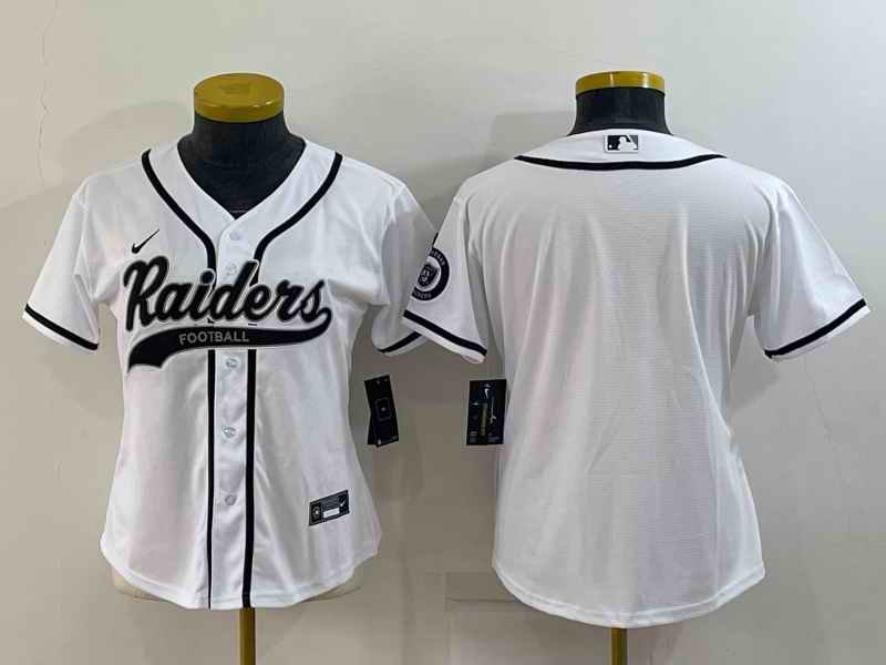 Youth Las Vegas Raiders Blank White With Patch Cool Base Stitched Baseball Jersey