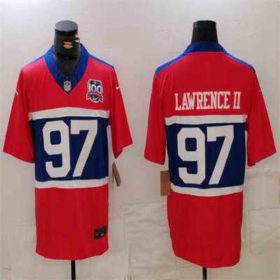 Men's New York Giants #97 Dexter Lawrence II Century Red F.U.S.E. 100TH Season Commemorative Patch Limited Stitched Football Jersey