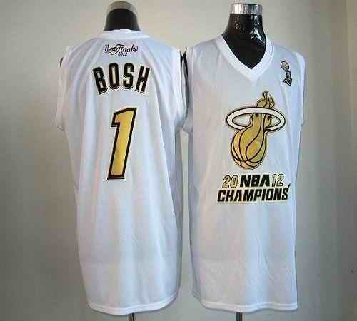 Heat #1 Chris Bosh White Majestic 2012 NBA Champions Stitched NBA Jersey