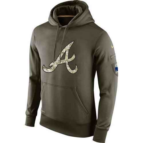 Men's Atlanta Braves Nike Olive Salute To Service KO Performance Hoodie