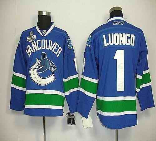 Canucks 2011 Stanley Cup Finals #1 Roberto Luongo Blue Stitched Youth NHL Jersey