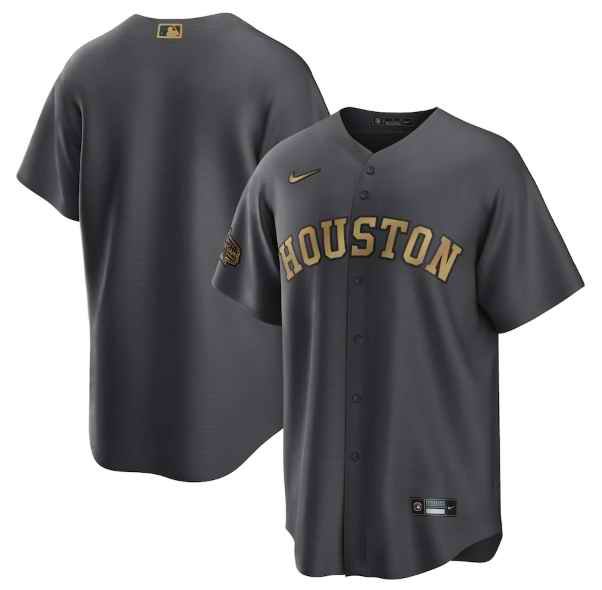 Men's Houston Astros Blank 2022 All-Star CharcoalCool Base Stitched Baseball Jersey