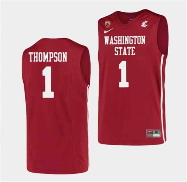 Men's Washington State University #1 Klay Thompson Red Stitched Jersey