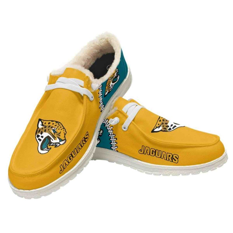 Women's Jacksonville Jaguars Loafers Lace Up Fuzzy Lined Shoes 002 (Pls check description for details)