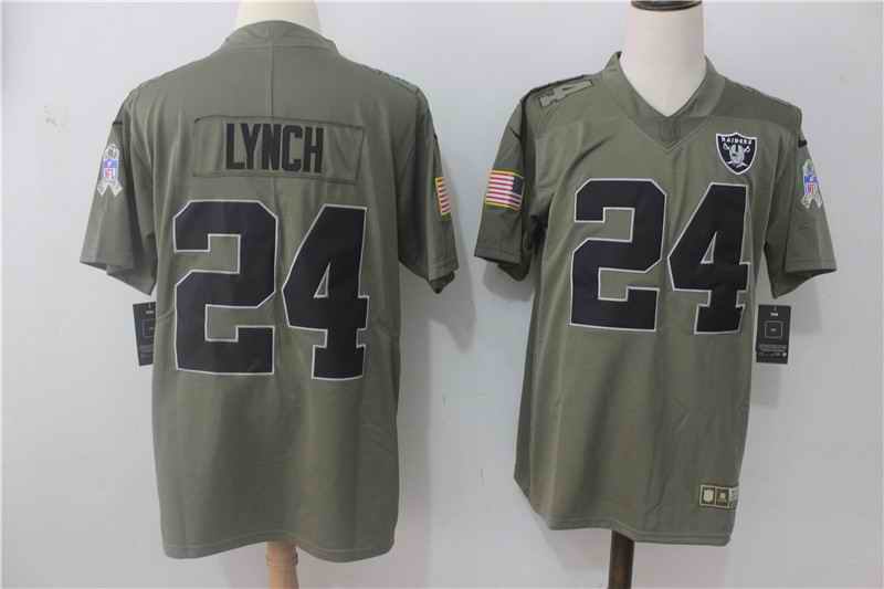 Men's Nike Oakland Raiders #24 Marshawn Lynch Olive Salute To Service Limited Stitched NFL Jersey