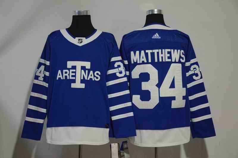 Men's Toronto Maple Leafs #34 Auston Matthews Blue 1918 Arenas Throwback Stitched NHL Jersey