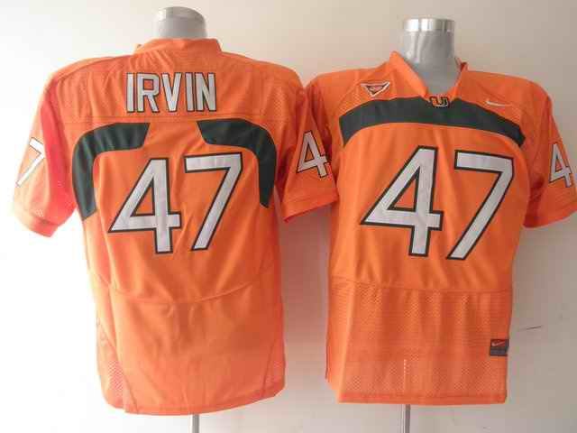 Hurricanes #47 Michael Irvin Orange Stitched NCAA Jerseys