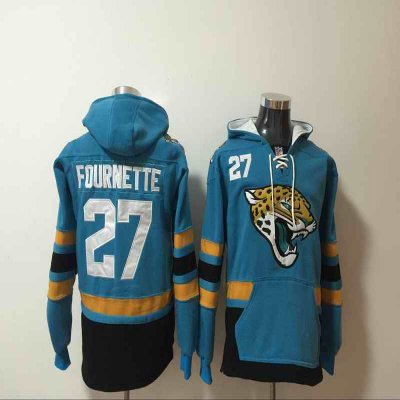 Men's Jacksonville Jaguars #27 Leonard Fournette Teal All Stitched NFL Hooded Sweatshirt