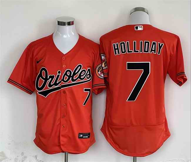 Men's Baltimore Orioles #7 Jackson Holliday Orange Flex Base Stitched Baseball Jersey