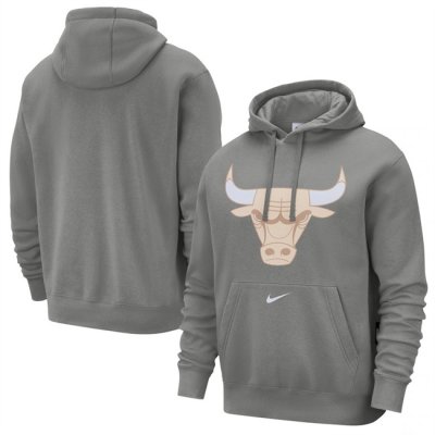 Men's Chicago Bulls Steel 2024/25 City Edition Essential Club Pullover Hoodie