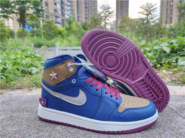 Women's Running Weapon Air Jordan 1 High Top Royal/Tan Shoes 0303