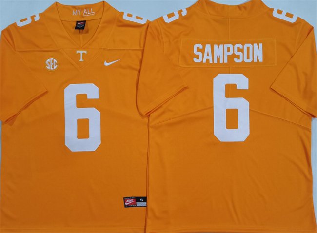 Men's Tennessee Volunteers #6 Dylan Sampson Orange Stitched Jersey