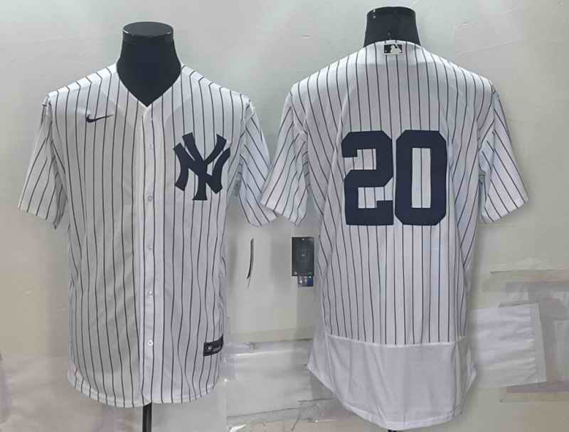 Men's New York Yankees #20 Jorge Posada White Flex Base Stitched Baseball Jersey