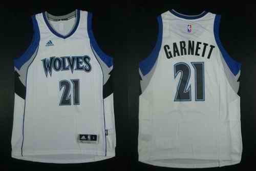 Timberwolves #21 Kevin Garnett White Home Stitched NBA Jersey