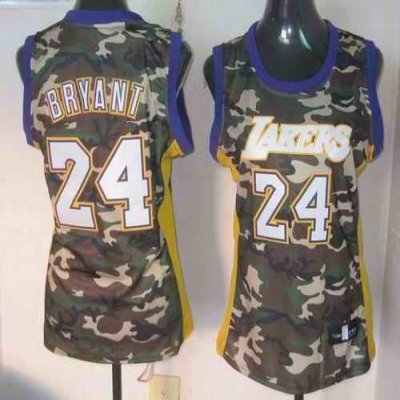 Lakers #24 Kobe Bryant Camo Stealth Collection Women's Stitched NBA Jersey