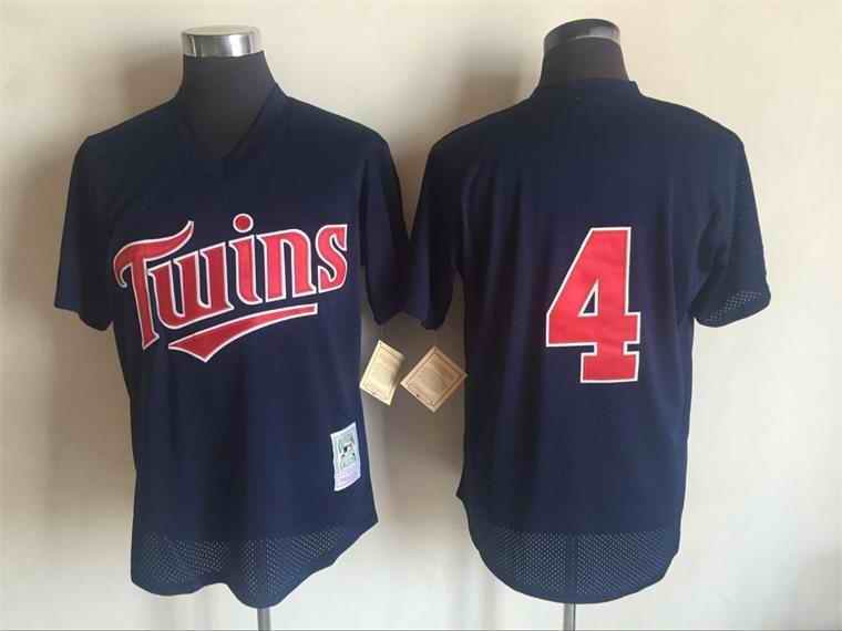 Men's Minnesota Twins #4 Paul Molitor Mitchell And Ness  Navy Blue 1996 Throwback Stitched MLB Jersey