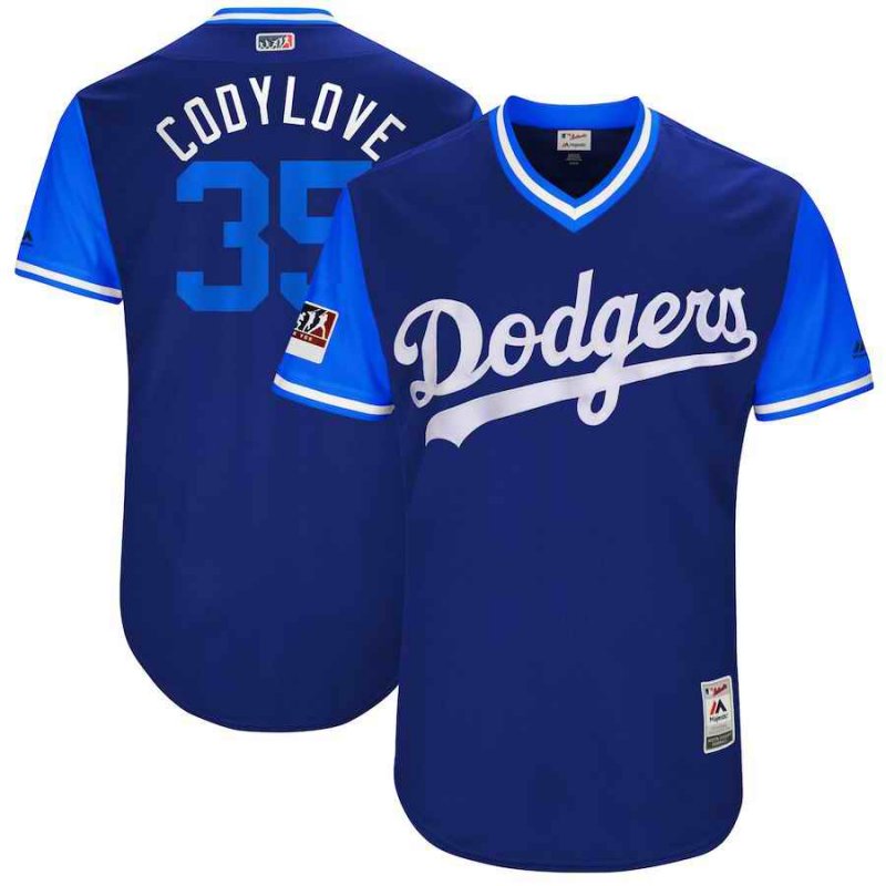 Men's Los Angeles Dodgers #35 Cody Bellinger Cody Love Majestic Royal/Light Blue 2018 Players' Weekend Stitched MLB Jersey