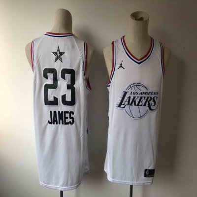 Men's Los Angeles Lakers #23 Lebron James White 2019 NBA All Star Stitched NBA Jersey