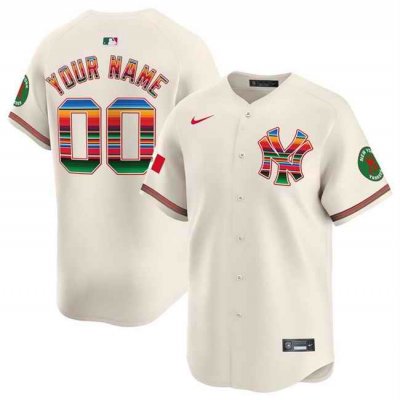 Men's New York Yankees Customized Cream Mexico Vapor Premier Limited Stitched Baseball Jersey