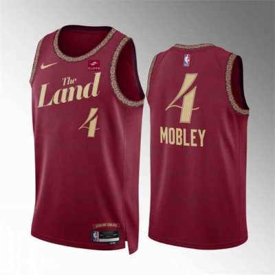 Men's Cleveland Cavaliers #4 Evan Mobley Wine 2023/24 City Edition Stitched Jersey