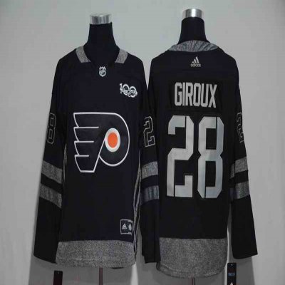 Philadelphia Flyers #28 Claude Giroux Black Men's 1917-2017 100th  Anniversary Stitched NHL Jersey