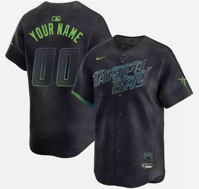 Men's Tampa Bay Rays ACTIVE PLAYER Custom Charcoal 2024 City Connect Limited Stitched Baseball Jersey