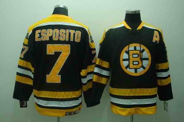 Bruins #7 Phil Esposito Stitched Black CCM Throwback NHL Jersey