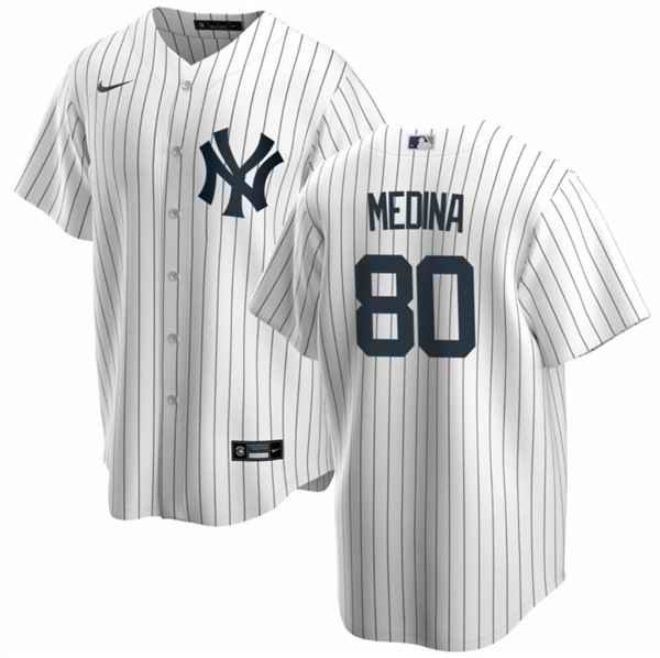 Men's New York Yankees #80 Luis Medina White Cool Base Stitched Baseball Jersey